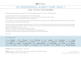 Art Project 'DO BOOMERANGS ALWAYS COME BACK?' | 21 August - 2 October 2016